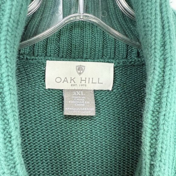 Oak Hill 3XL Green Cotton Shawl Collar Vneck Cable Knit pullover Sweater - Picture 7 of 16
